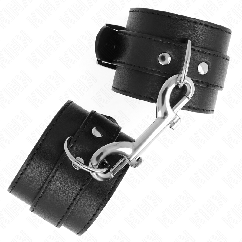 KINK - HÅNDLEDSBELØBERE - ENKELT NITTERÆKKE OG STORT SPÆNDE SORT JUSTERBAR 17-28 CM X 5 CM