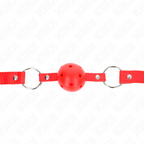 KINK - ÅNDBAR KUGLE 4 CM KNEVELS MED DOBBELT NITTE MODEL 1 RØD 62,5 x 2,5 CM JUSTERBAR 42-58 CM