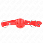 KINK - ÅNDBAR KUGLE 4 CM KNEVELS MED DOBBELT NITTE MODEL 1 RØD 62,5 x 2,5 CM JUSTERBAR 42-58 CM