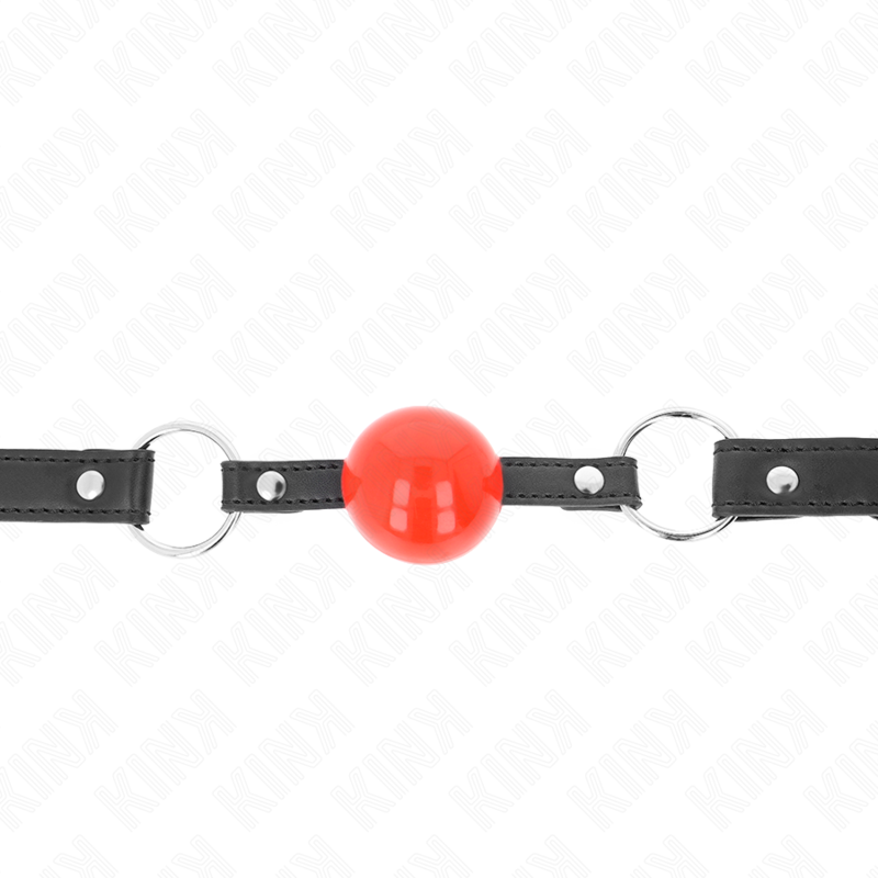 KINK - KUGLE 4 CM KNEVELS MED LÅS RØD KUGLE SORT STROP 60 x 2 CM