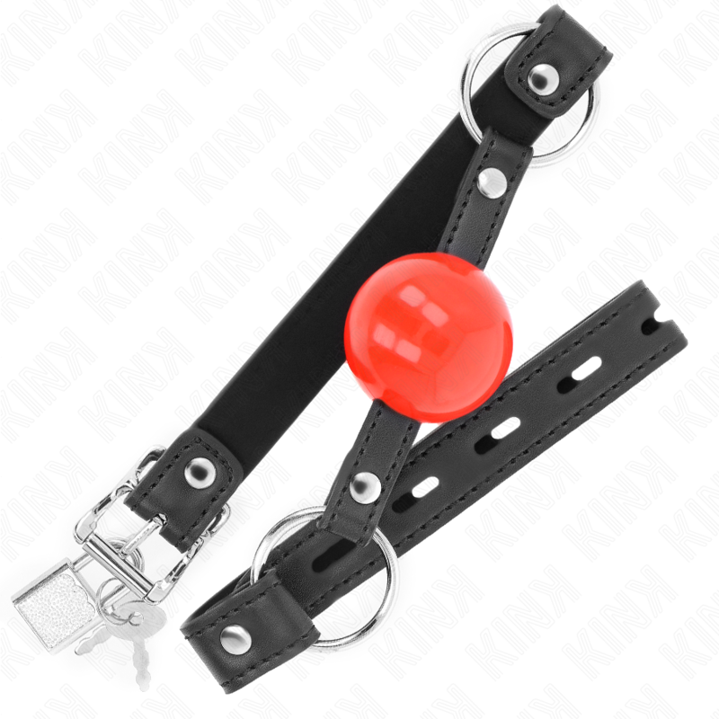 KINK - KUGLE 4 CM KNEVELS MED LÅS RØD KUGLE SORT STROP 60 x 2 CM