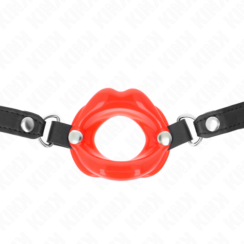 KINK - LÆBE 8 CM KNEVELS MED RØD LÆDERREM 63 x 2 CM JUSTERBAR 39-58 CM