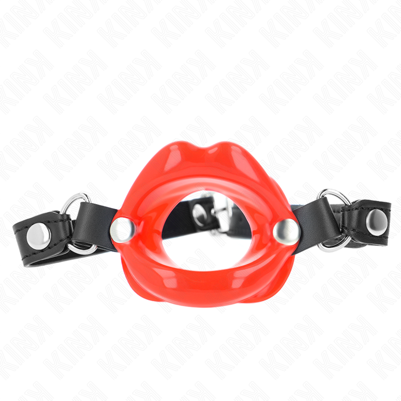 KINK - LÆBE 8 CM KNEVELS MED RØD LÆDERREM 63 x 2 CM JUSTERBAR 39-58 CM