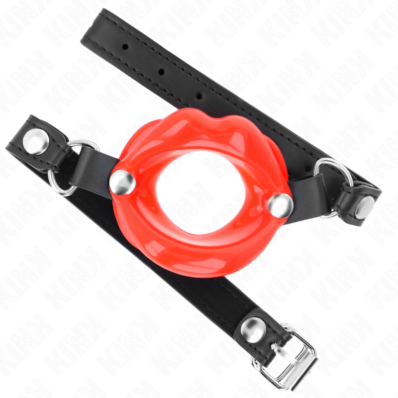 KINK - LÆBE 8 CM KNEVELS MED RØD LÆDERREM 63 x 2 CM JUSTERBAR 39-58 CM