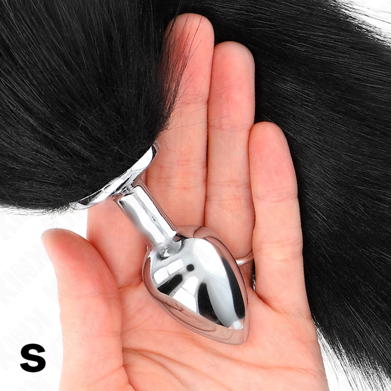 KINK - ANALPLUG STØRRELSE S 7 X 3 CM MED SYNTETISK HALE 40 CM SORT