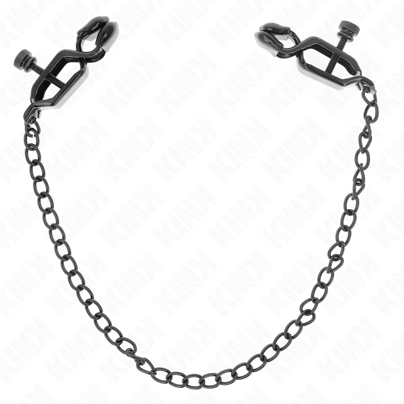 KINK - FLAD KÆDE NIPPELKLEMMER SORTE 30 CM