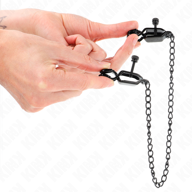 KINK - FLAD KÆDE NIPPELKLEMMER SORTE 30 CM