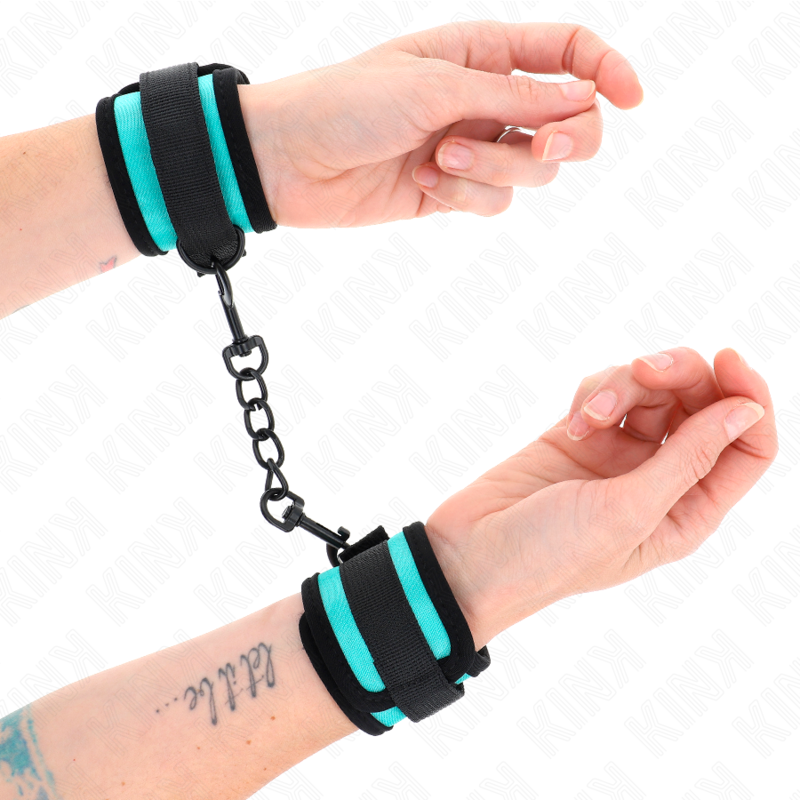 KINK - HÅNDLEDSBÆLGER MED NYLONBINDING, SORT-BLÅ, JUSTERBAR, 18-32 CM X 5 CM