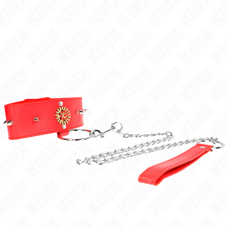 KINK - RØD DIAMANT HALSKÆDE MED BÆLTE 65 CM JUSTERBAR 35-51 CM X 7 CM