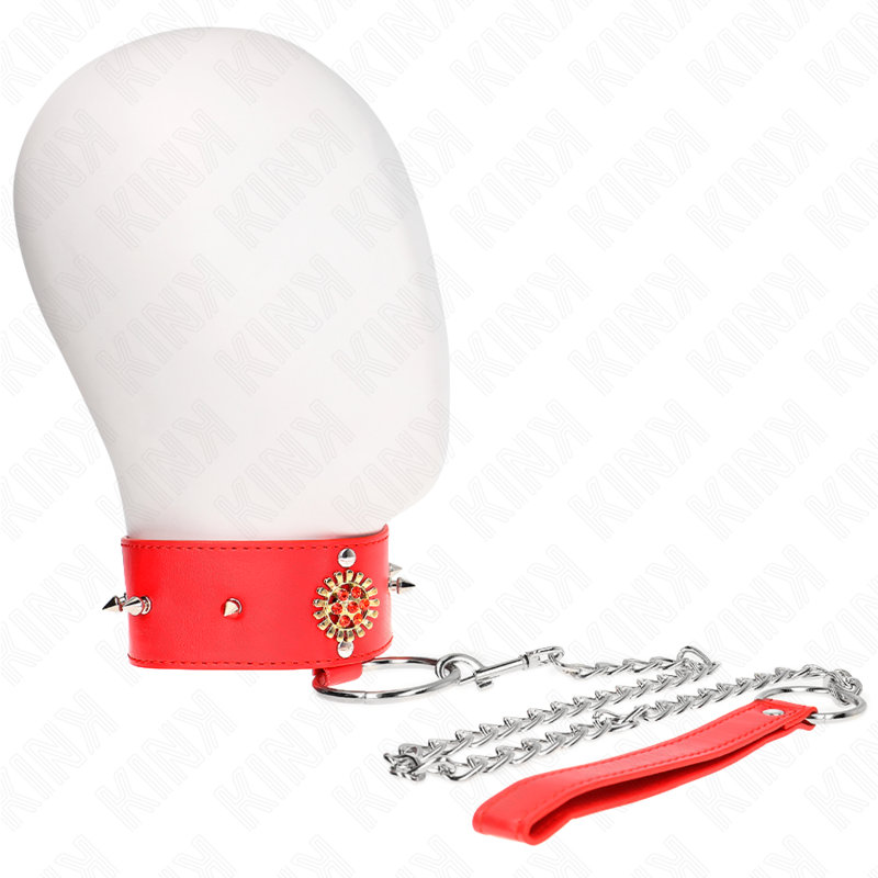 KINK - RØD DIAMANT HALSKÆDE MED BÆLTE 65 CM JUSTERBAR 35-51 CM X 7 CM