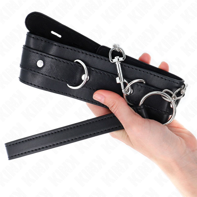 KINK - HALSBÅND MED BÆLTE 65 CM MED STROP SORT 54 X 4,5 CM