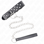 KINK - RINGHALSKÆDE MED NITTEREM OG BÆLTE 65 CM SORT JUSTERBAR 36-50 CM X 3,8 CM