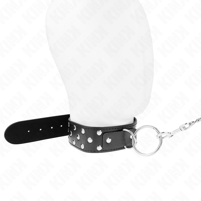 KINK - RINGHALSKÆDE MED NITTEREM OG BÆLTE 65 CM SORT JUSTERBAR 36-50 CM X 3,8 CM