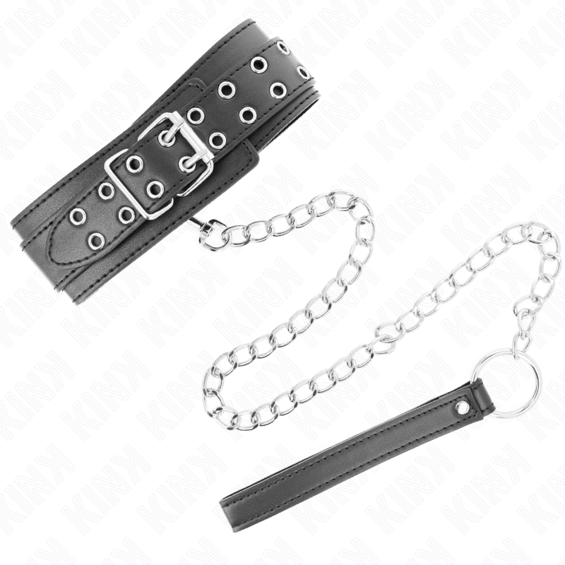 KINK - HALSKÆDE MED REM 65 CM SØLVSPÆNDER JUSTERBARE 33-46 CM X 5,5 CM