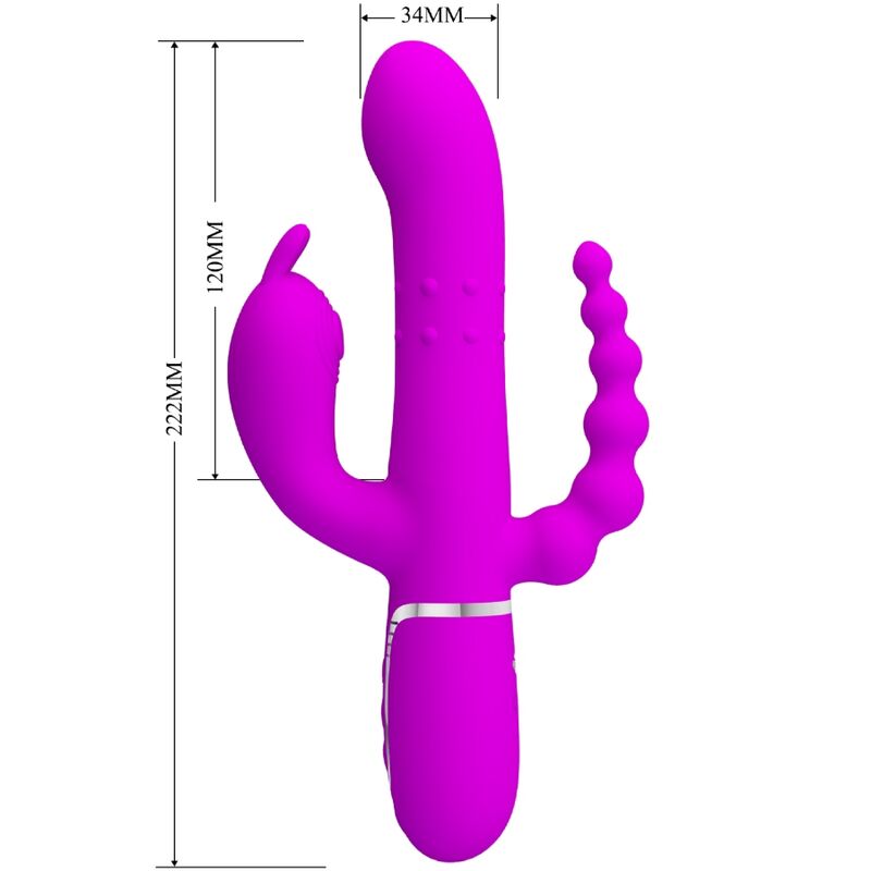 PRETTY LOVE - CAMMY TRIPLE VIBRATOR MULTIFUNKTION 4 I 1 LYSERØD