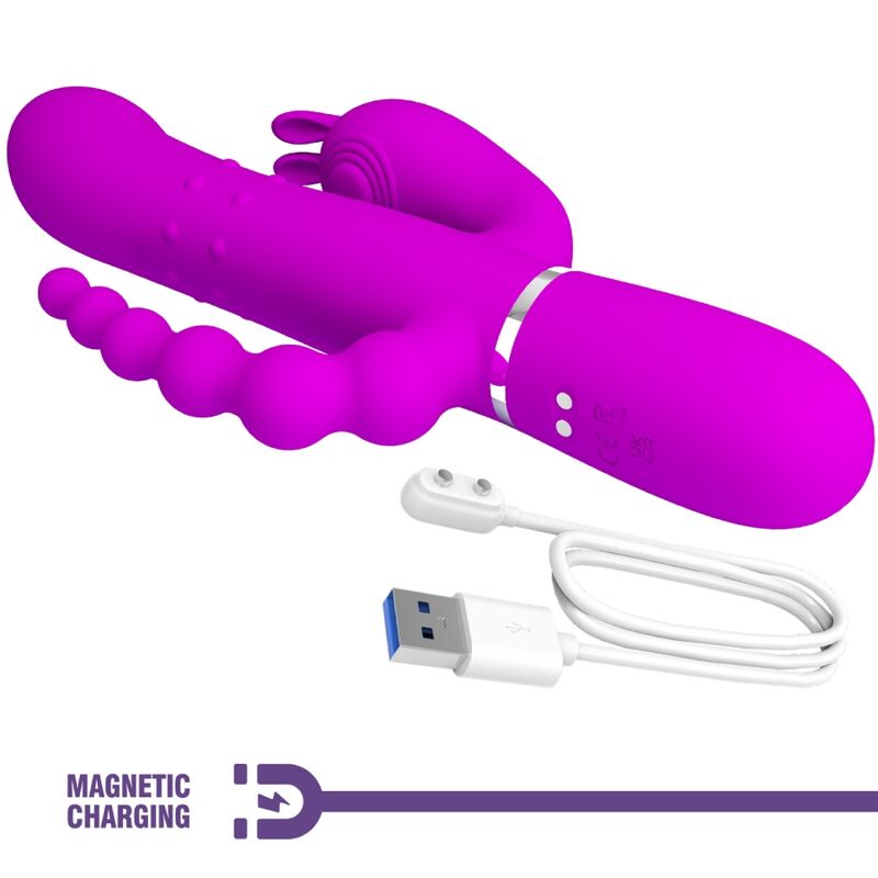 PRETTY LOVE - CAMMY TRIPLE VIBRATOR MULTIFUNKTION 4 I 1 LYSERØD