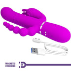 PRETTY LOVE - CAMMY TRIPLE VIBRATOR MULTIFUNKTION 4 I 1 LYSERØD