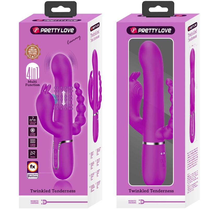 PRETTY LOVE - CAMMY TRIPLE VIBRATOR MULTIFUNKTION 4 I 1 LYSERØD