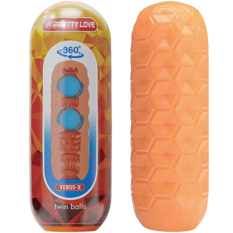 PRETTY LOVE - TWIN BALLS MANDLIG MATURBATOR ORANGE