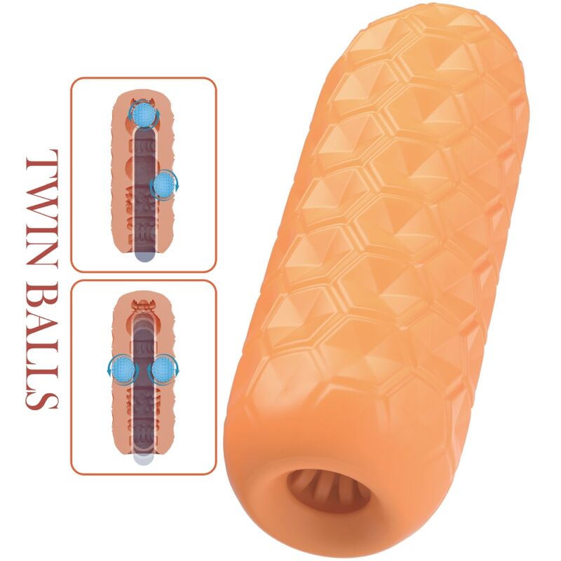 PRETTY LOVE - TWIN BALLS MANDLIG MATURBATOR ORANGE