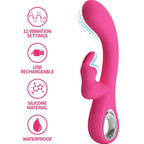 PRETTY LOVE - NOVAK KANINVIBRATOR 12 VIBRATIONER LYSERØD