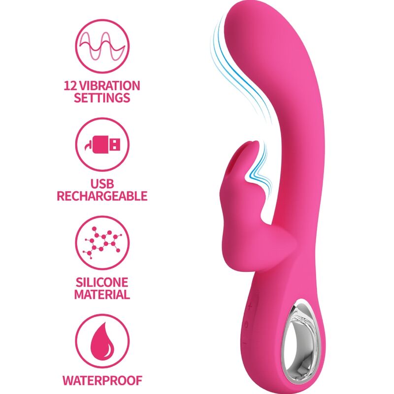 PRETTY LOVE - NOVAK KANINVIBRATOR 12 VIBRATIONER LYSERØD