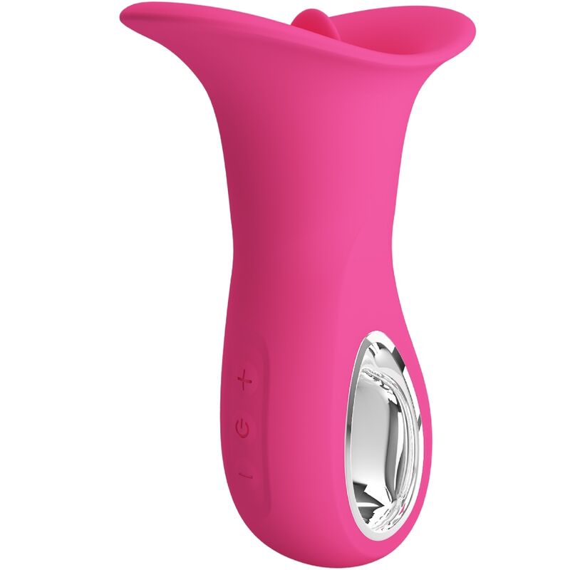 PRETTY LOVE - CLYDE ORALVIBRATOR VIBRERENDE TUNGE 12 VIBRATIONER LYSERØD