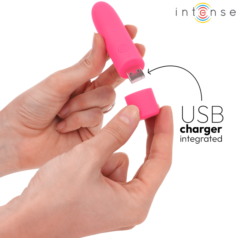 INTENSE - SYMONE USB GENOPLADELIG VIBRERINGSKUGLE 8 VIBRATIONER LYSERØD 10 X 2,2 CM