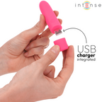INTENSE - SYMONE USB GENOPLADELIG VIBRERINGSKUGLE 8 VIBRATIONER LYSERØD 10 X 2,2 CM