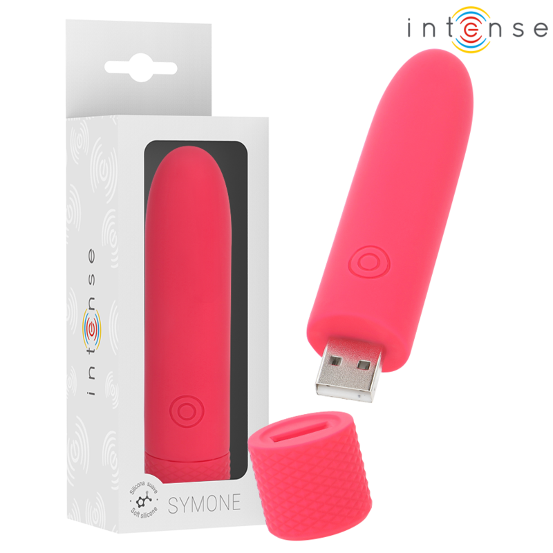 INTENSE - SYMONE USB GENOPLADELIG VIBRERINGSKUGLE 8 VIBRATIONER RØD 10 X 2,2 CM
