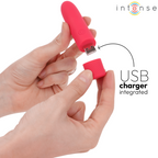 INTENSE - SYMONE USB GENOPLADELIG VIBRERINGSKUGLE 8 VIBRATIONER RØD 10 X 2,2 CM