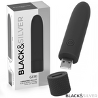 SORT & SØLV - GERI USB GENOPLADELIG VIBRERINGSKUGLE 8 VIBRATIONER SORT 10 X 2,2 CM