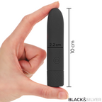 SORT & SØLV - GERI USB GENOPLADELIG VIBRERINGSKUGLE 8 VIBRATIONER SORT 10 X 2,2 CM