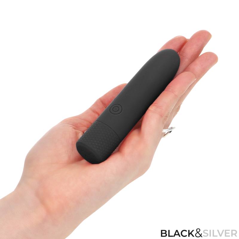 SORT & SØLV - GERI USB GENOPLADELIG VIBRERINGSKUGLE 8 VIBRATIONER SORT 10 X 2,2 CM