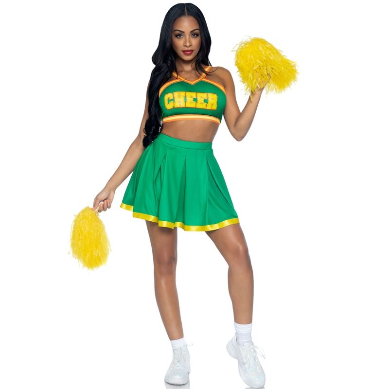 LEG AVENUE - KOSTUME CHEERLEADER GRØN S/M