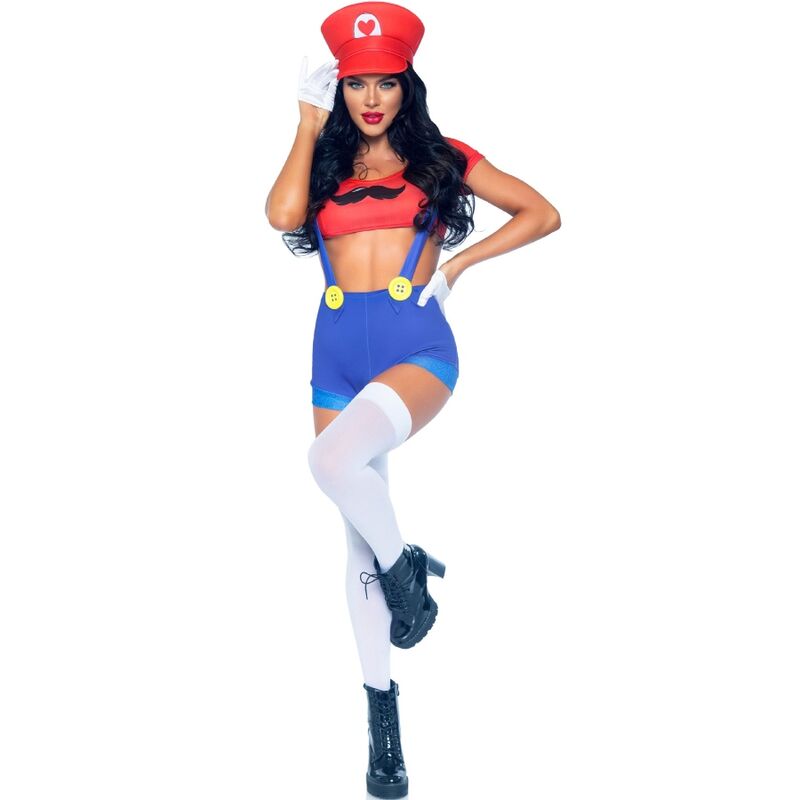 LEG AVENUE - SEXY KOSTUME MARIO BROS RØD/BLÅ S