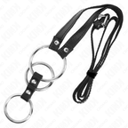 KINK - TRIPEL METAL PENIS RING 3,8 CM TIL 5 CM MED LÆDERBÆLTE 112 CM