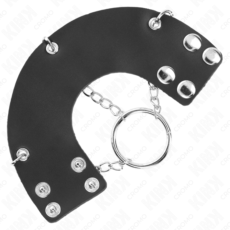 KINK - PENISRING 4 CM KÆDE 7 CM METAL MED LÆDERBÆLTE