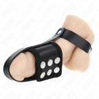 KINK - LÆDER PENIS BUR RING MED JUSTERBAR BELAGET BALL DIVIDER STRAP