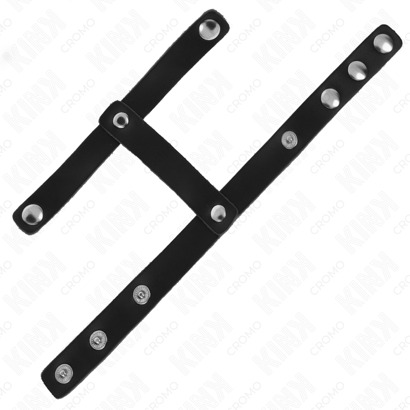 KINK - JUSTERBAR LÆDERPENISRING OG BALL DIVIDER STROP