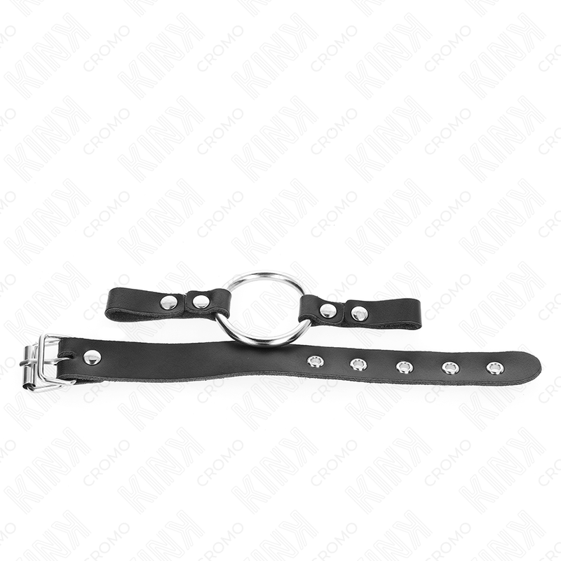 KINK - LÆDERPENISRING MED SPÆNDELUKKNING 22 X 2 CM MED METALRING 4 CM