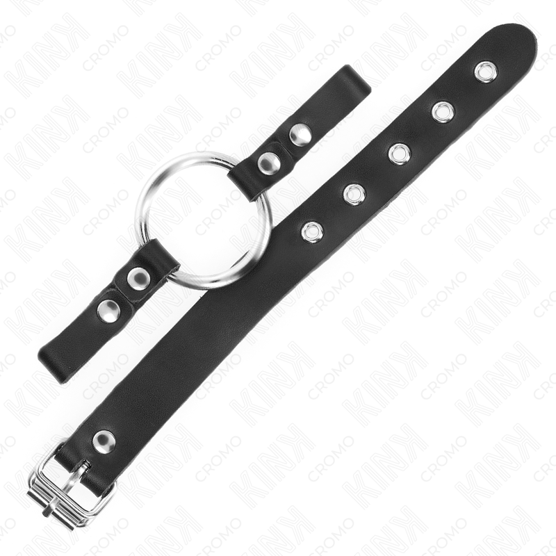 KINK - LÆDERPENISRING MED SPÆNDELUKKNING 22 X 2 CM MED METALRING 4 CM