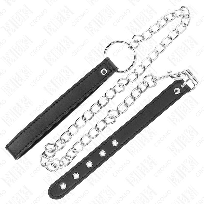 KINK - LÆDERPENISRING 21,5 X 2 CM MED 60 CM METALKÆDE OG LÆDERREM