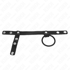 KINK - SILIKONE PENIS RING 3,8 CM MED KUGLEDIVIDOR OG LÆDERREM 22 X 1,5 CM