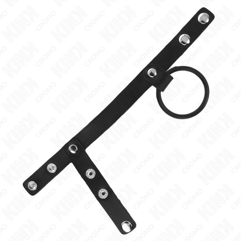 KINK - SILIKONE PENIS RING 3,8 CM MED KUGLEDIVIDOR OG LÆDERREM 22 X 1,5 CM