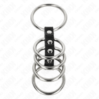 KINK - 5 PENISRINGE 3,7 CM TIL 5 CM METAL FORBUNDET MED LÆDER