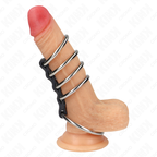 KINK - 5 PENISRINGE 3,7 CM TIL 5 CM METAL FORBUNDET MED LÆDER