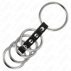 KINK - 5 PENISRINGE 3,7 CM TIL 5 CM METAL FORBUNDET MED LÆDER