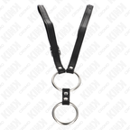 KINK - DOBBELT METAL PENIS RING 3,8 CM TIL 5 CM MED LÆDERBÆLTE 112 CM