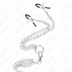 KINK - TRIPLE CHROME METAL PENIS RING 3 CM TIL 4,5 CM MED 26 CM METALKÆDE OG BRYSTVORTEKLIPPER